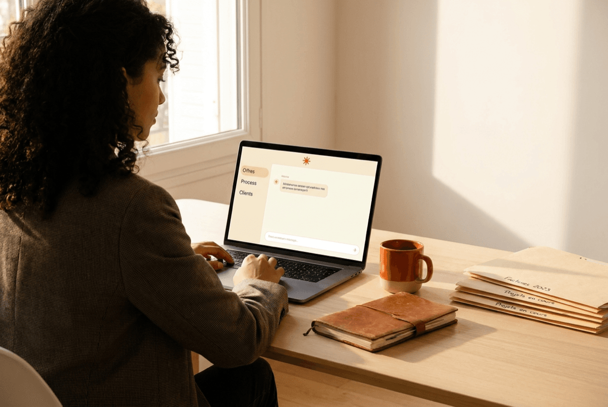 A founder working with Claude connected to her company knowledge